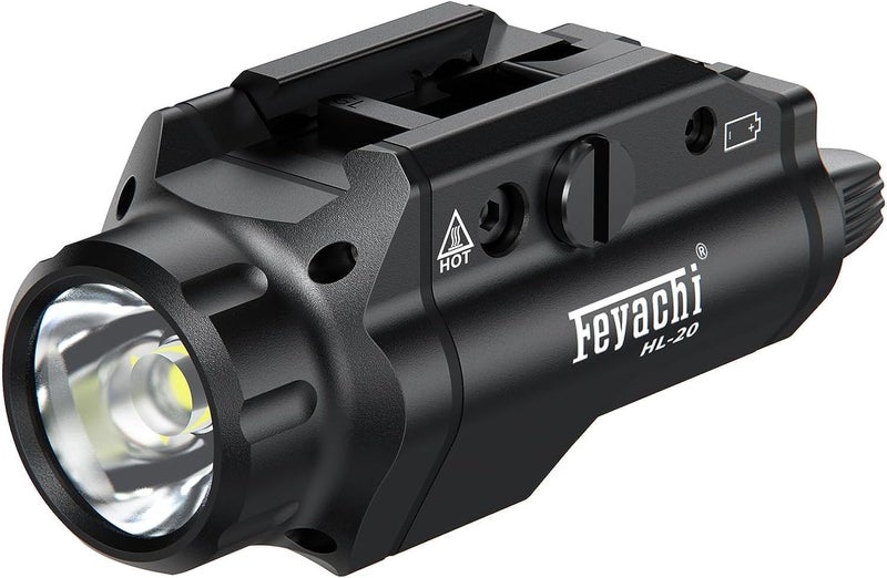 Feyachi مصباح مسدس HL-20 1500 لومن ترقية LED ضوء سلاح مضغوط مثبت على السكة مسدس مصباح تكتيكي مفاتيح تحديد السكة لبيكاتيني، أسود - Image 1